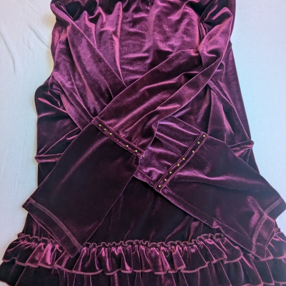 Seventh Avenue Purple Velour Jacket,Studs, Ruffles, Flared Sleeves Large - Picture 7 of 11